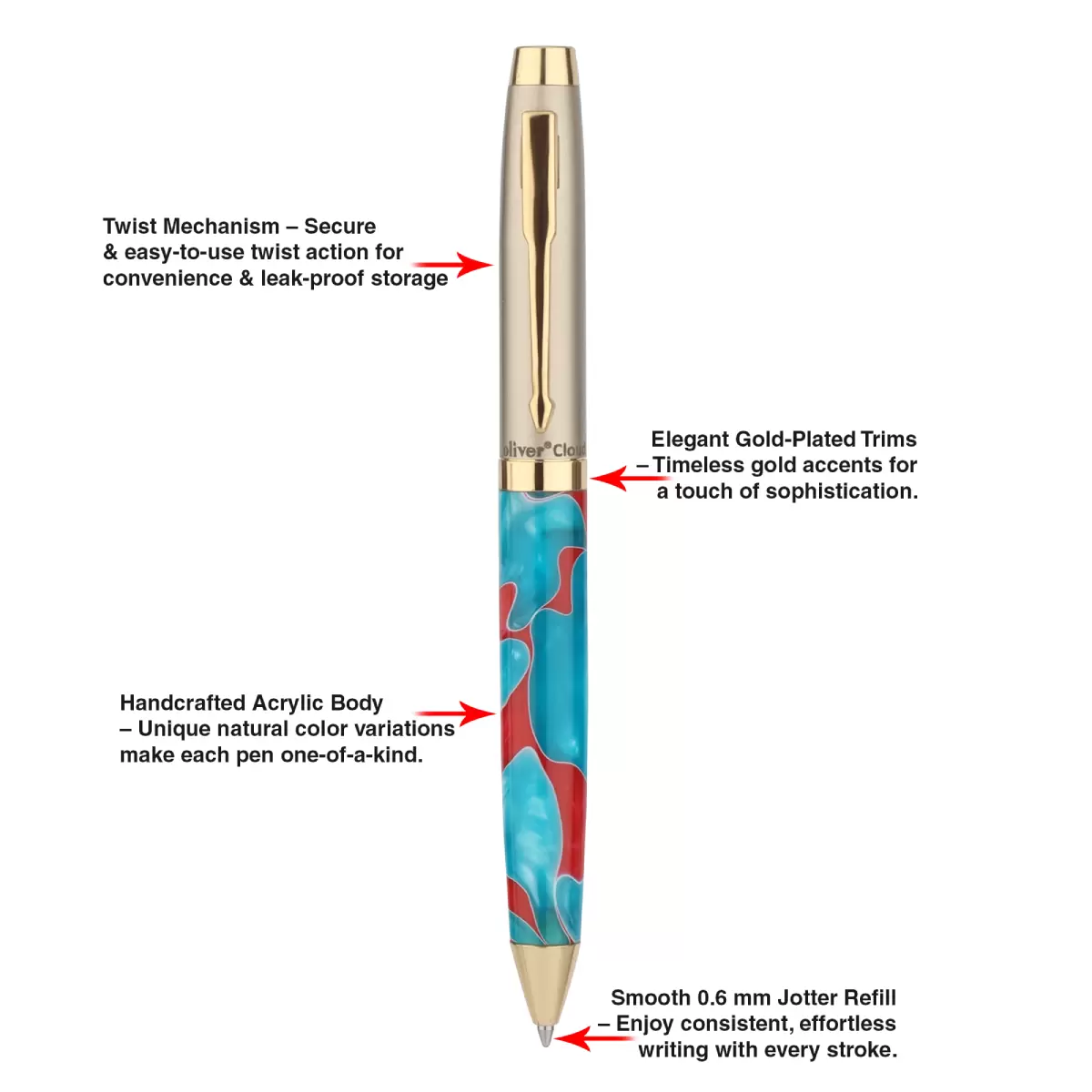 Oliver Cloud Acrylic G Ball Pen With T Box B